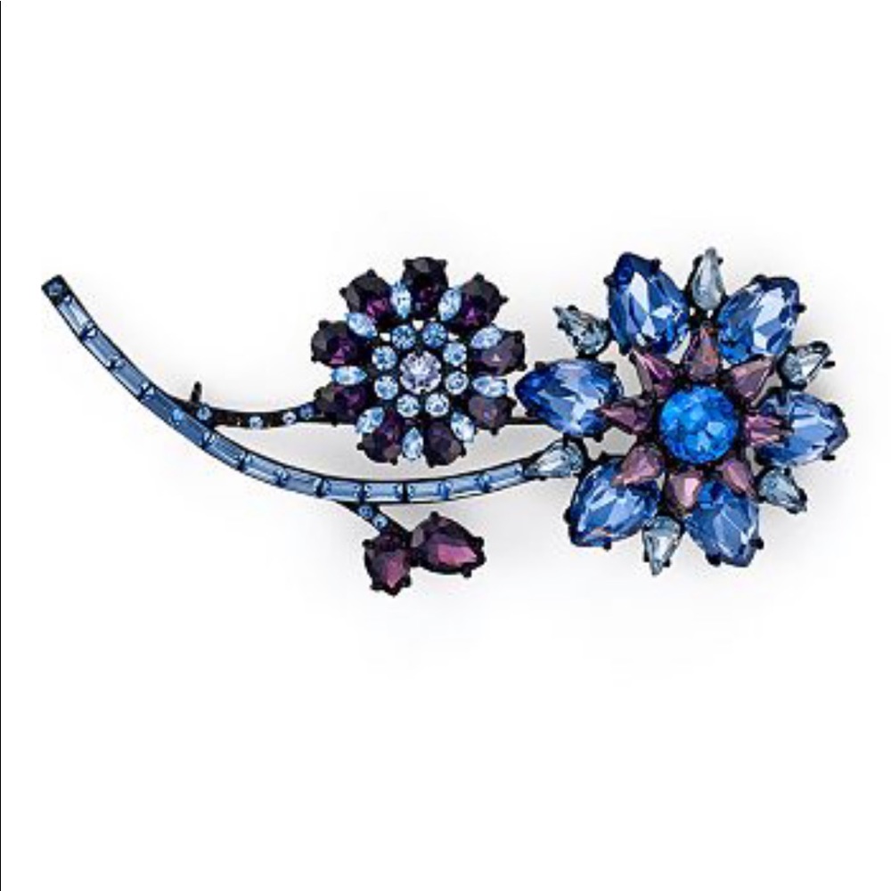 $198 Kate Spade Trellis Blooms Pin blue crystal